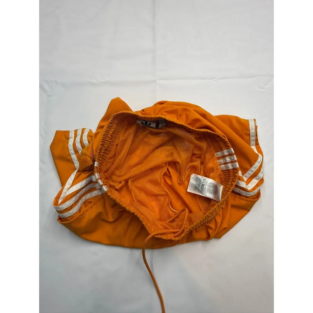 ADIDAS Mens Medium Orange White Three Stripe Mesh Lined Pull On Swim Trunks E14
